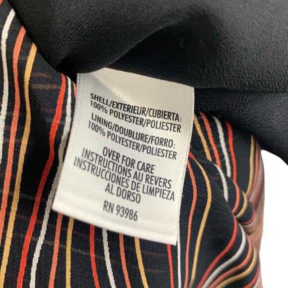 Casual Corner Womens Skirt Size 12 Wavy Stripe Ruffle Knee Length Black Orange - Picture 6 of 7